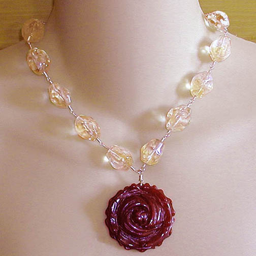 Jade Rose Necklace w/ Citrine